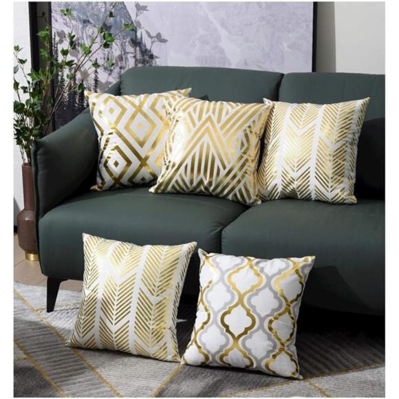 Home Decorative Set of 4 Throw Pillow Covers Gold Foil Pillow Covers 18 - Picture 9 of 14